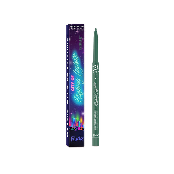 City of Flashing Lights Micro Retractable Liner Emerald Out Eyes by Rude Cosmetics | Fleurcouture