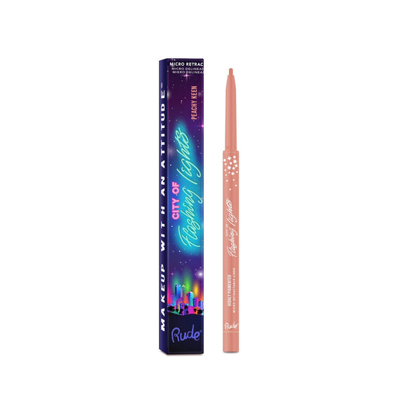 City of Flashing Lights Micro Retractable Liner Peachy Keen Eyes by Rude Cosmetics | Fleurcouture