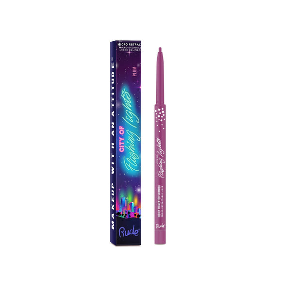 City of Flashing Lights Micro Retractable Liner Plum Eyes by Rude Cosmetics | Fleurcouture