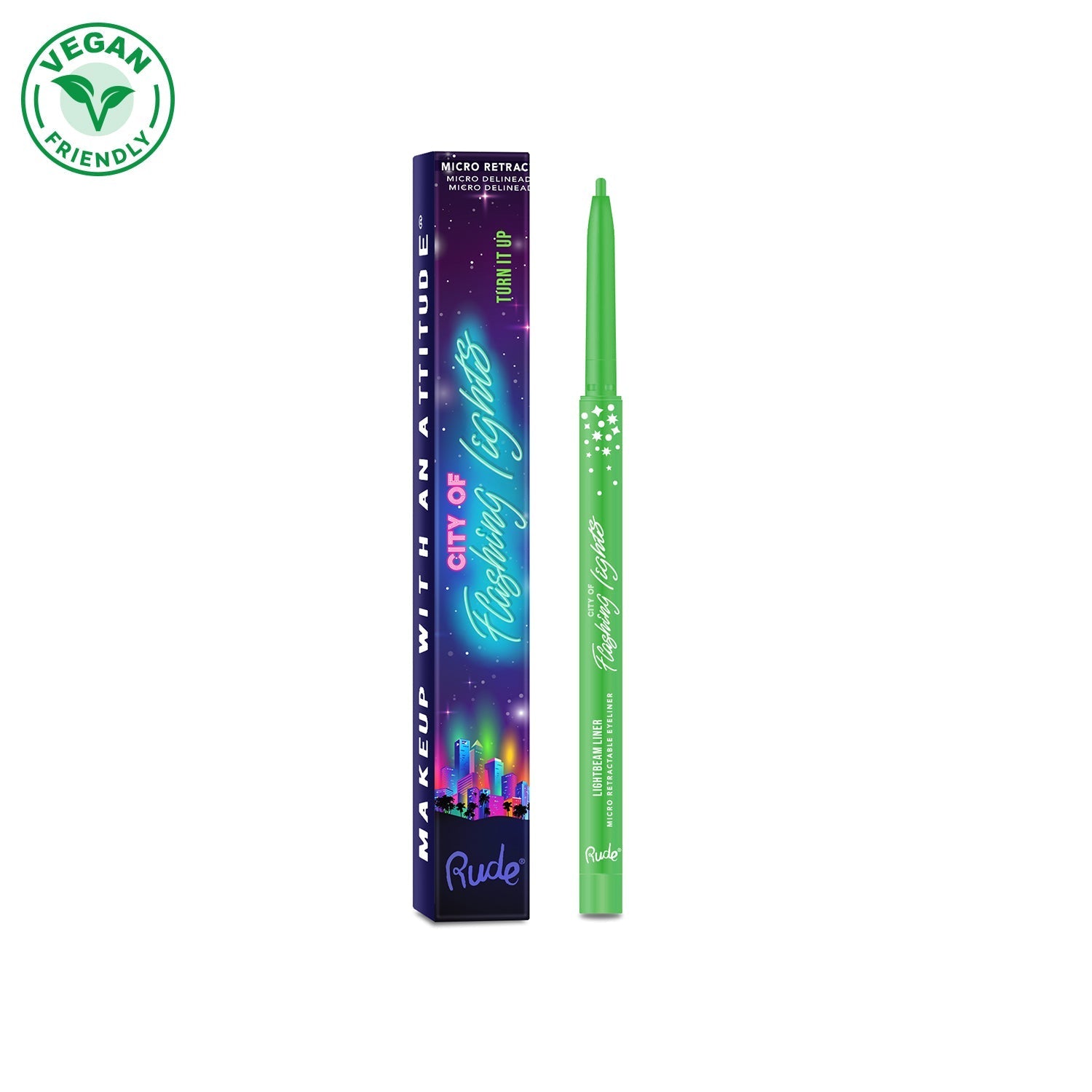 City of Flashing Lights Micro Retractable Liner Turn It Up Eyes by Rude Cosmetics | Fleurcouture