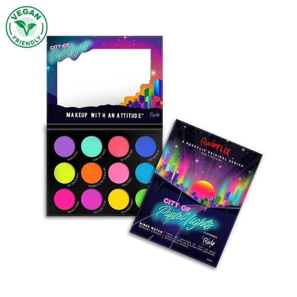 City of Pastel Lights - 12 Pastel Pigment & Eyeshadow Palette Eyeshadow Palette by Rude Cosmetics | Fleurcouture