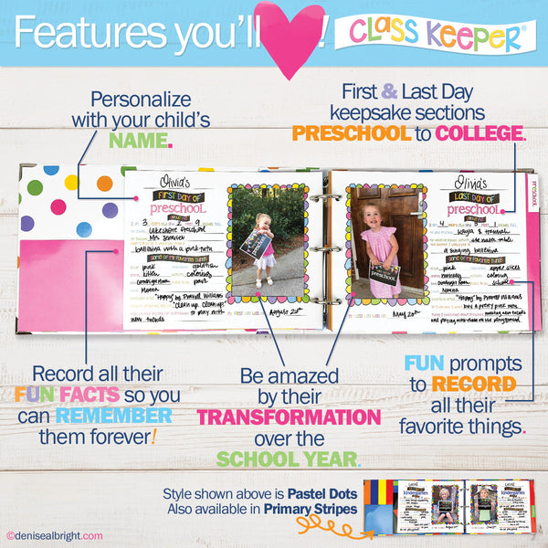 Class Keeper® Easiest School Days Memory Book | (2) Styles Binder by Denise Albright® | Fleurcouture