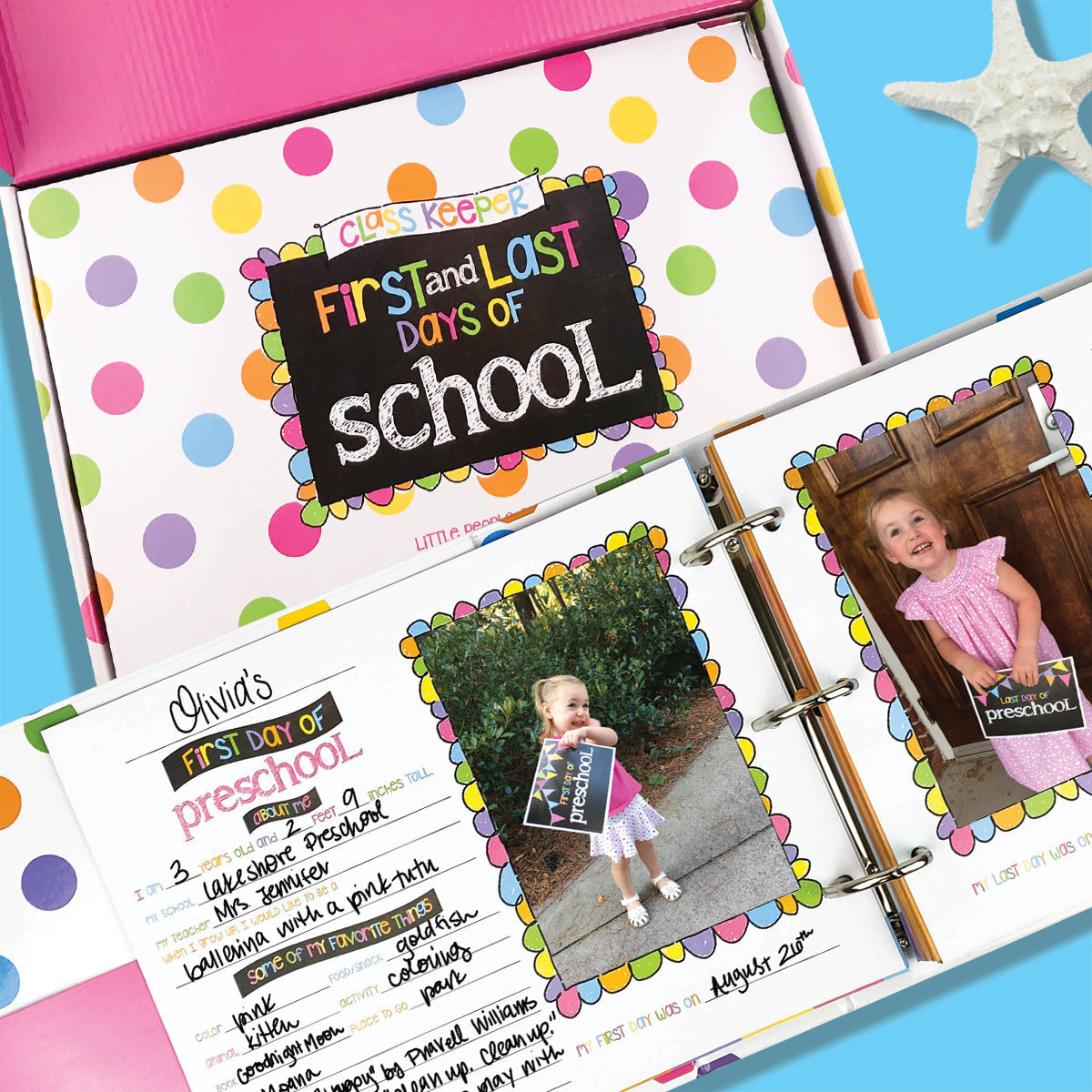 Class Keeper® Easiest School Days Memory Book | (2) Styles Pastel Polka Dots Binder by Denise Albright® | Fleurcouture