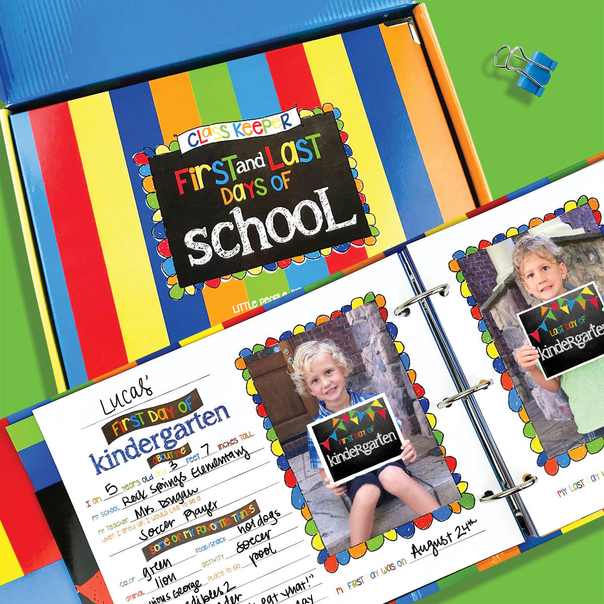 Class Keeper® Easiest School Days Memory Book | (2) Styles Primary Stripes Binder by Denise Albright® | Fleurcouture