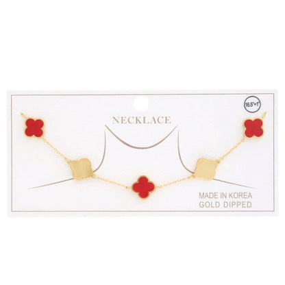 Clover Charm Station Gold Dipped Necklace by Fleurcouture | Fleurcouture