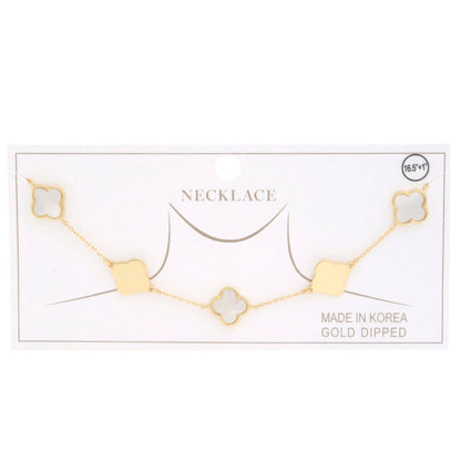 Clover Charm Station Gold Dipped Necklace by Fleurcouture | Fleurcouture