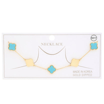 Clover Charm Station Gold Dipped Necklace by Fleurcouture | Fleurcouture