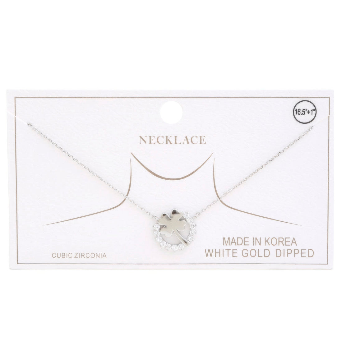 Clover Rhinestone Ring Charm Gold Dipped Necklace by Fleurcouture | Fleurcouture