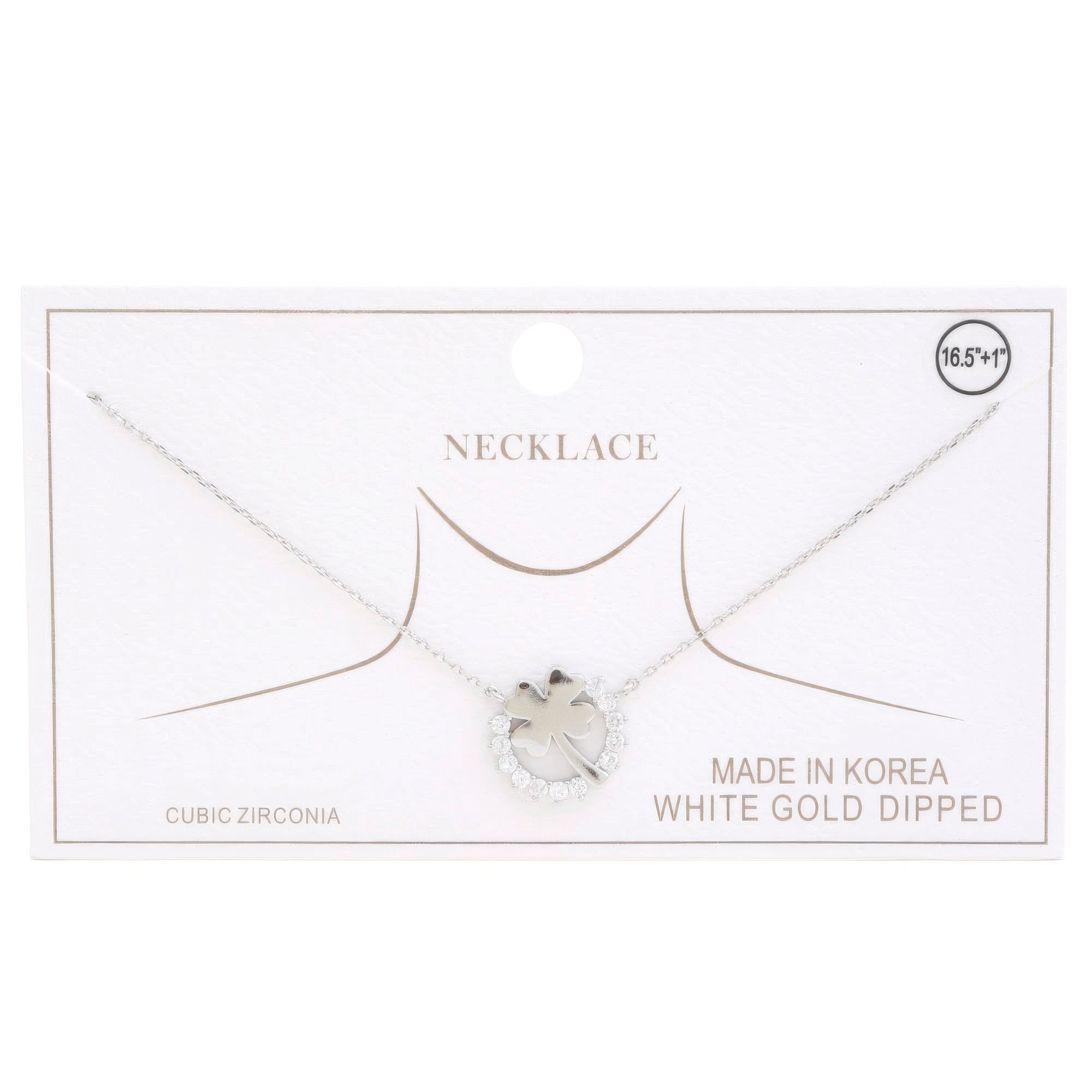 Clover Rhinestone Ring Charm Gold Dipped Necklace by Fleurcouture | Fleurcouture