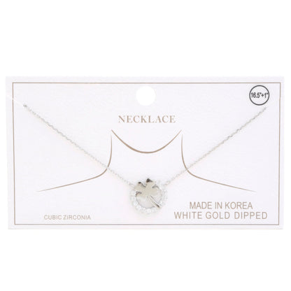 Clover Rhinestone Ring Charm Gold Dipped Necklace by Fleurcouture | Fleurcouture