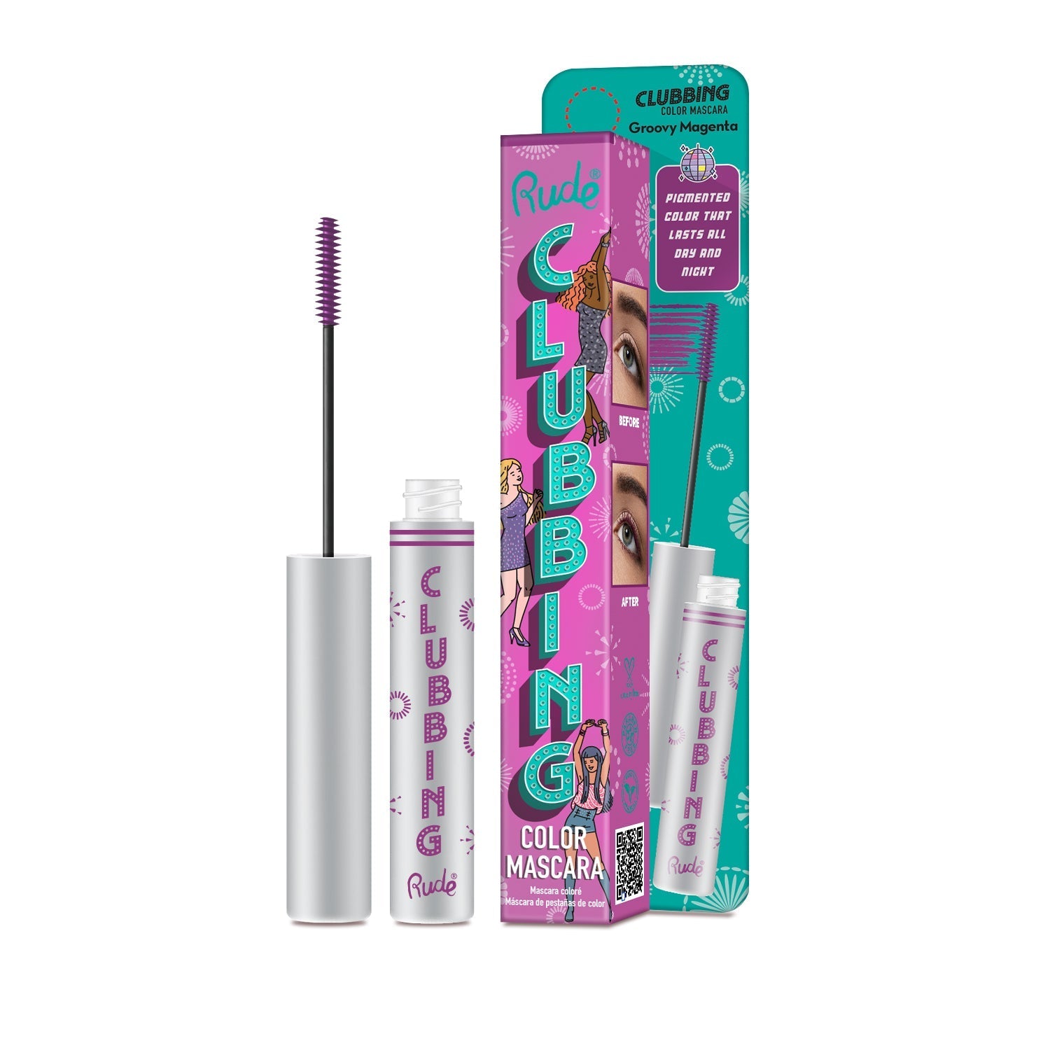 Clubbing Color Mascara Groovy Magenta Mascara by Rude Cosmetics | Fleurcouture