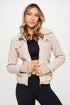 Coalition LA Double Zip Hooded Long Sleeve Jacket Cream S Women&