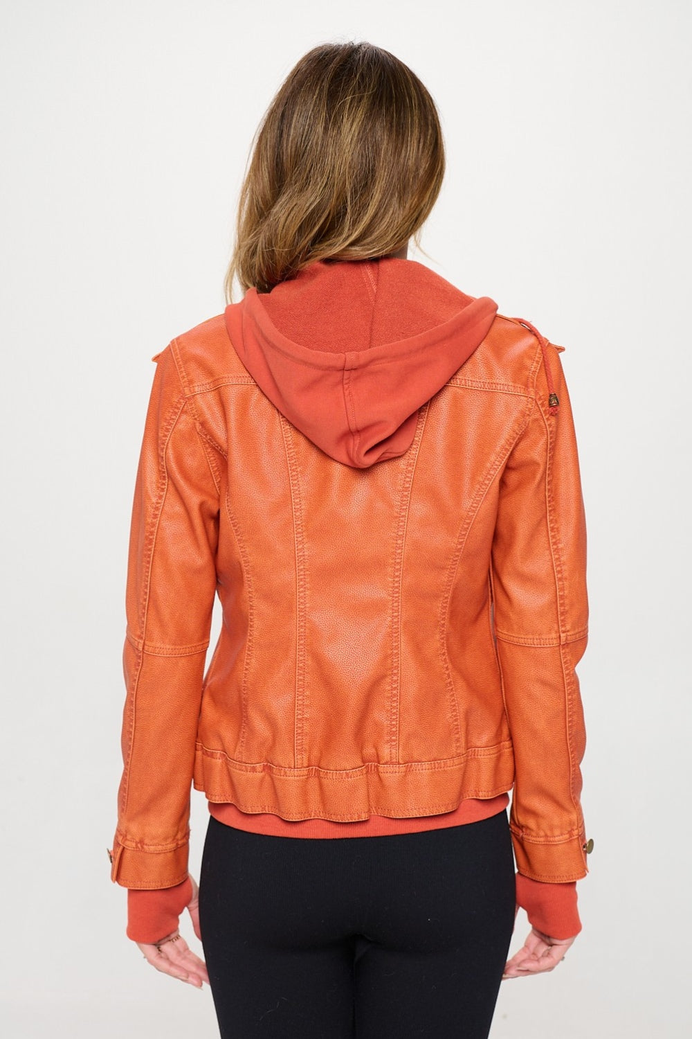 Coalition LA Double Zip Hooded Long Sleeve Jacket Orange Women&