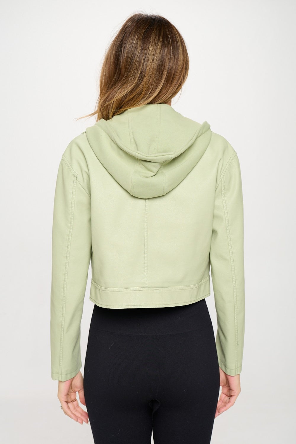 Coalition LA Snap Down Cropped Hooded Jacket Mint Women&