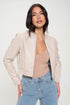 Coalition LA Zip Up Cropped Bomber Jacket Cream S Women&