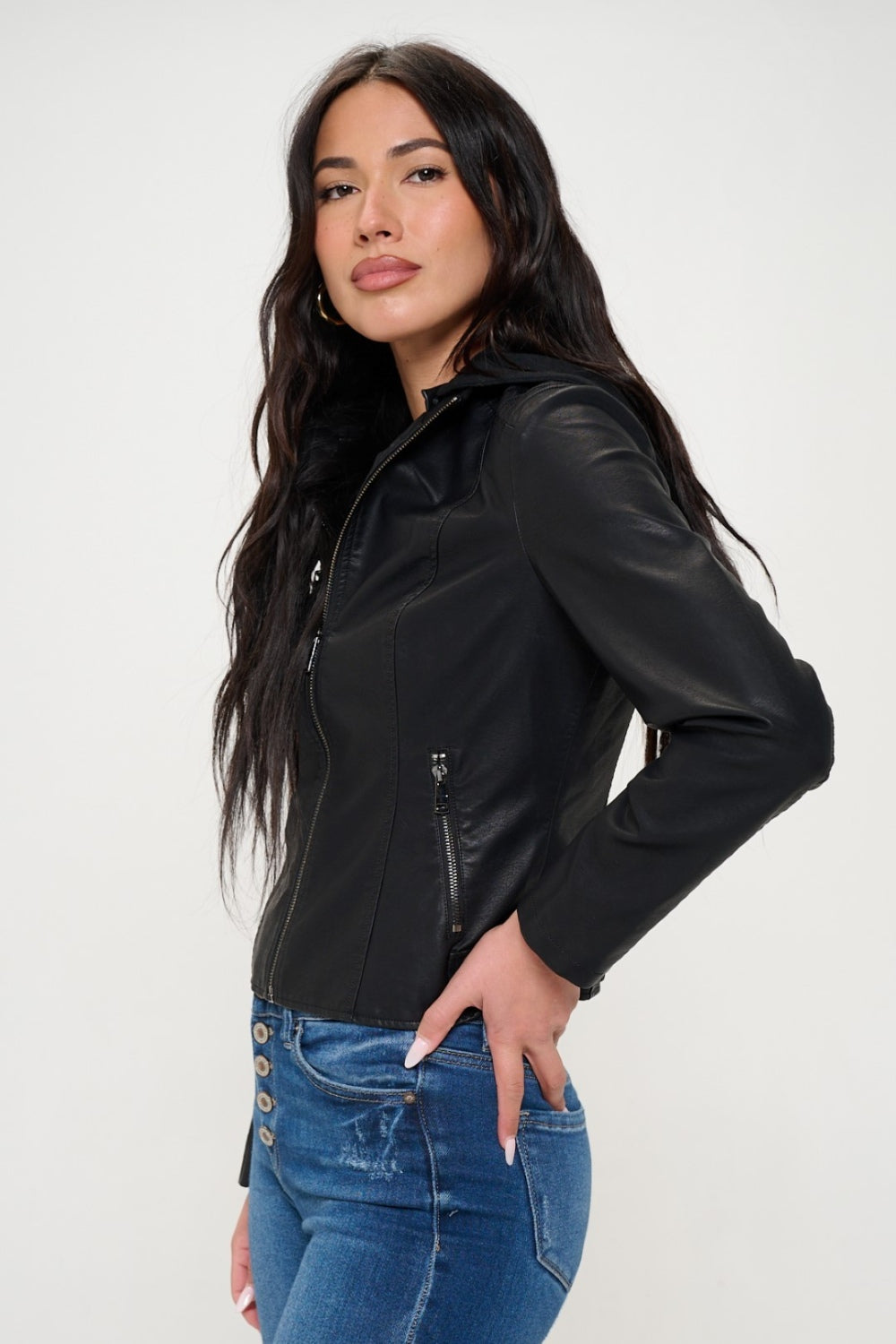 Coalition LA Zip Up Hooded Jacket Black Women&