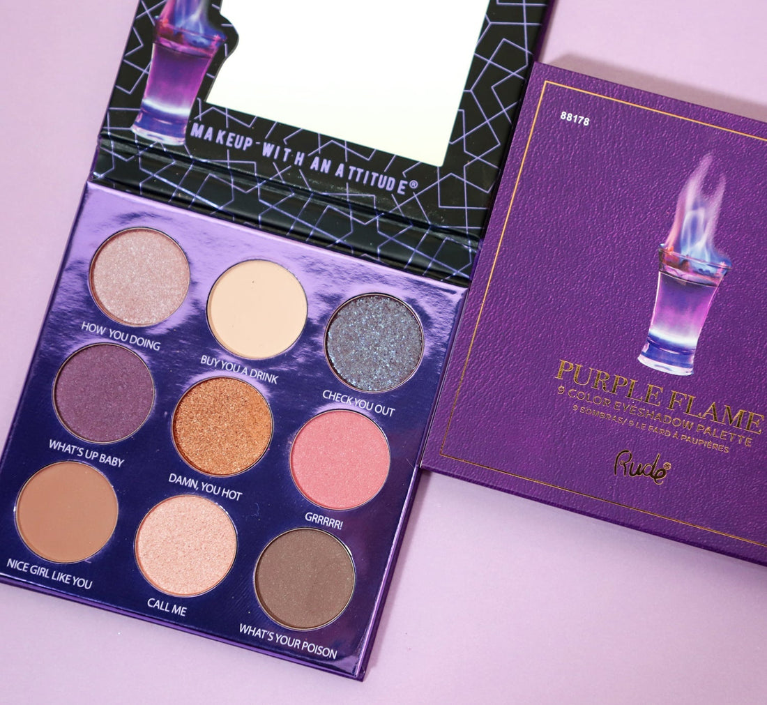 Cocktail Party 9 Eyeshadow Palette - Purple Flame Eyeshadow Palette by Rude Cosmetics | Fleurcouture