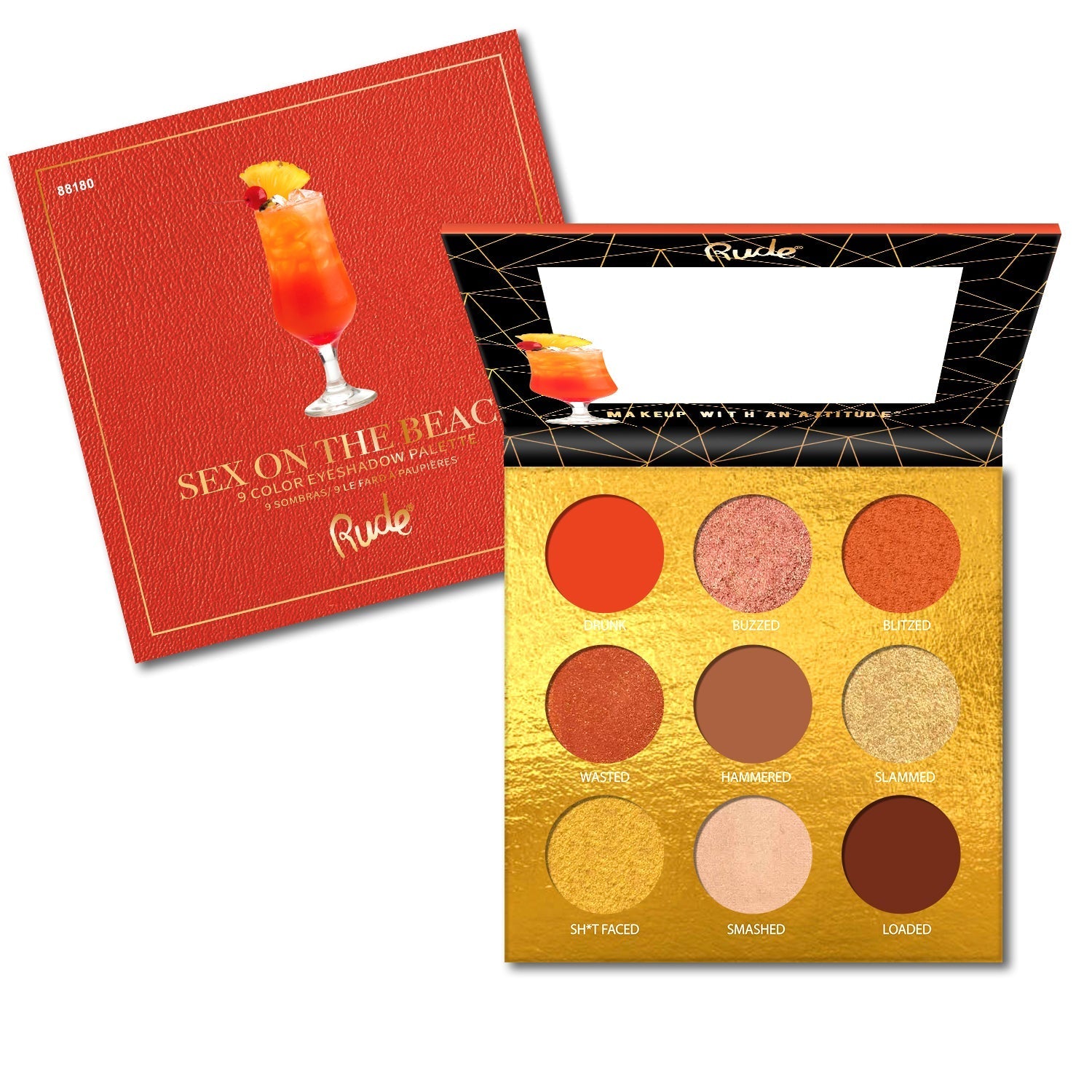 Cocktail Party 9 Pigment &amp; Eyeshadow Palette - Sex on The Beach Eyeshadow Palette by Rude Cosmetics | Fleurcouture