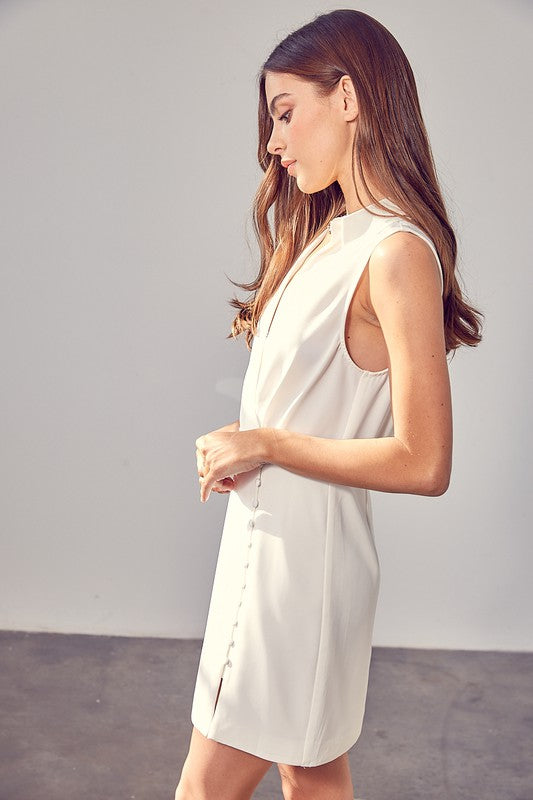 Collared Side Button Dress OFF WHITE by Do + Be Collection | Fleurcouture