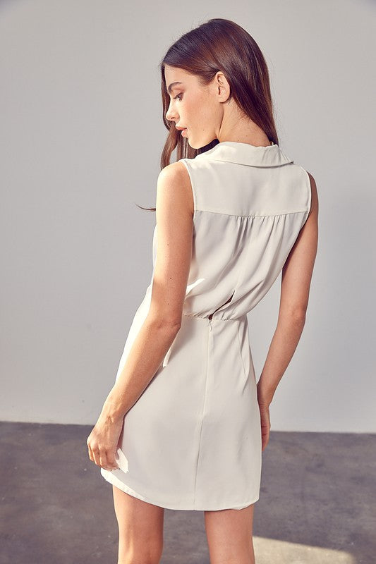 Collared Side Button Dress OFF WHITE by Do + Be Collection | Fleurcouture