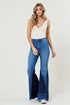 Color Block Side Slit Flare Jeans Medium Stone 3 Flare Jeans by Vibrant M.i.U | Fleurcouture