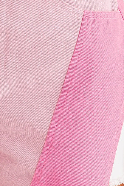 Color Blocked Shorts PINK-WHITE by LE LIS | Fleurcouture