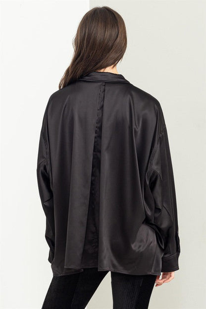 Completely Charmed Oversized Satin shirt by HYFVE | Fleurcouture