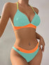 Contrast Halter Neck Two-Piece Bikini Set Pastel Blue S Swimwear by Trendsi | Fleurcouture