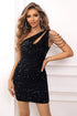 Contrast Sequin Sleeveless Mini Dress Black XS Women&