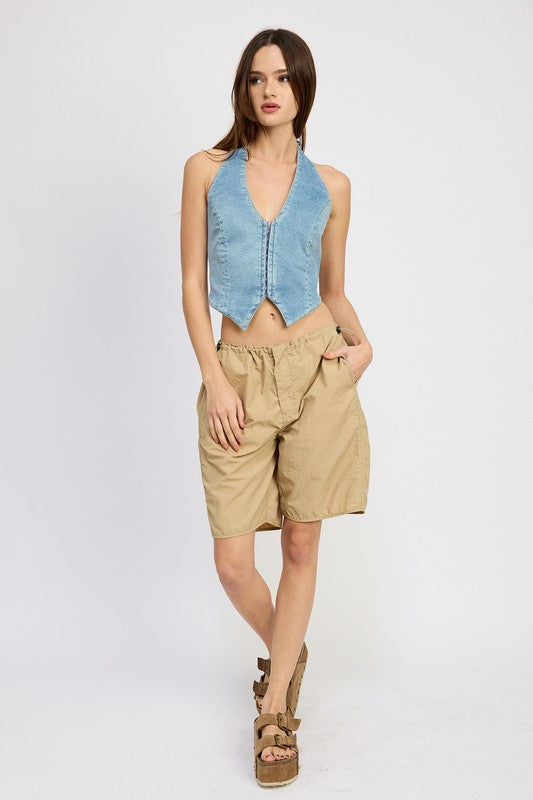 CONTRASTED BERMUDA SHORTS by Emory Park | Fleurcouture