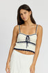 CONTRASTED CROCHET CROP TOP OFF WHITE NAVY S by Emory Park | Fleurcouture