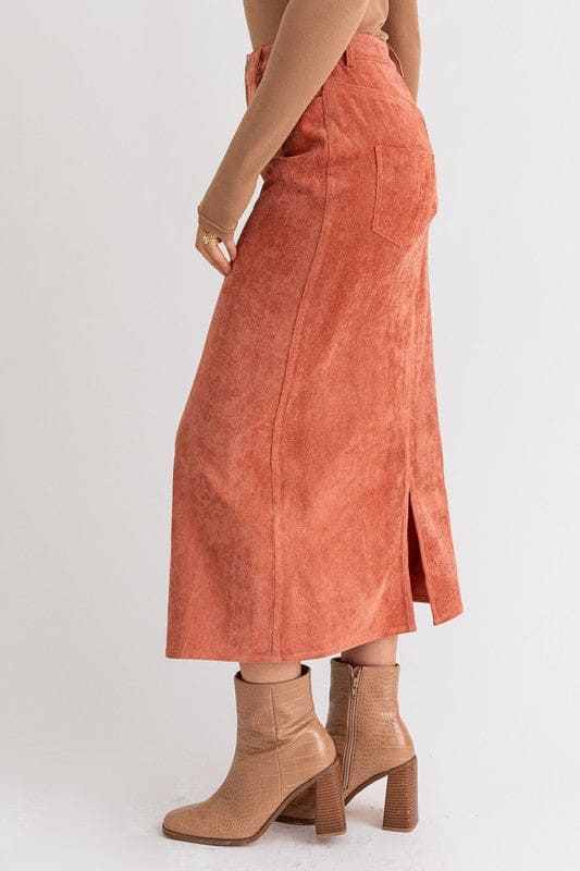 Cord Maxi Skirt RUST by LE LIS | Fleurcouture