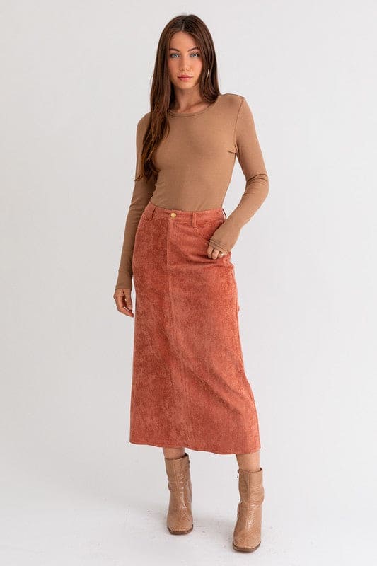 Cord Maxi Skirt RUST by LE LIS | Fleurcouture