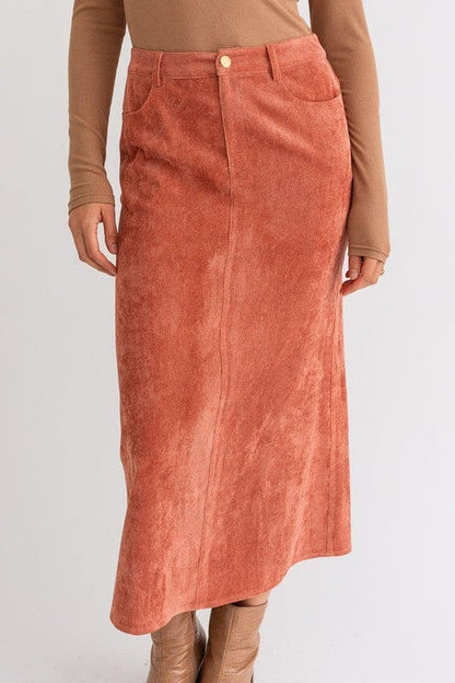 Cord Maxi Skirt RUST by LE LIS | Fleurcouture