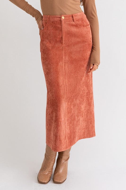 Cord Maxi Skirt RUST XS by LE LIS | Fleurcouture