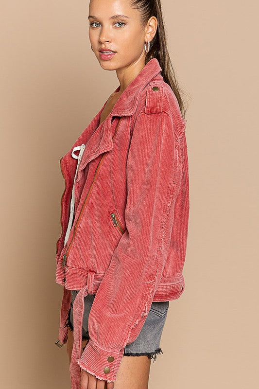 Corduroy Rider Jacket DRIED TOMATO L by POL | Fleurcouture