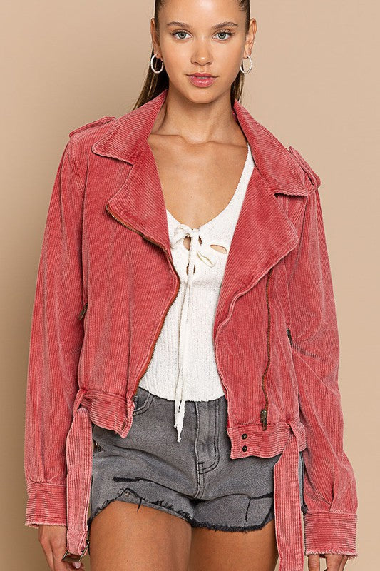 Corduroy Rider Jacket DRIED TOMATO L by POL | Fleurcouture