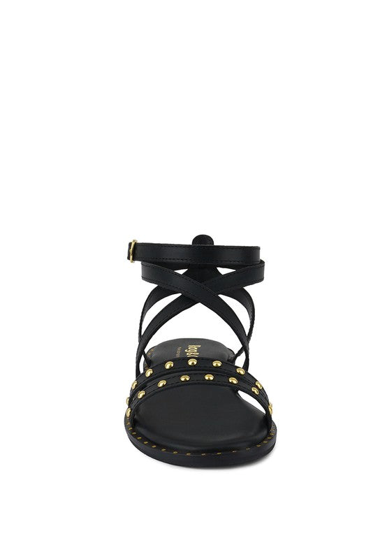 CORRIANE Studs Embellishment Strappy Sandals Off White by Rag Company | Fleurcouture