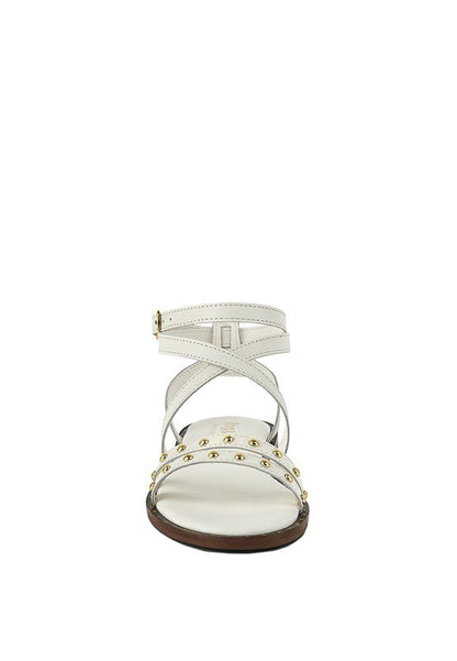 CORRIANE Studs Embellishment Strappy Sandals Off White by Rag Company | Fleurcouture