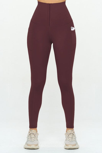 Corset leggings Soft Body Shaper with Pockets Burgundy S by OTOS Active | Fleurcouture