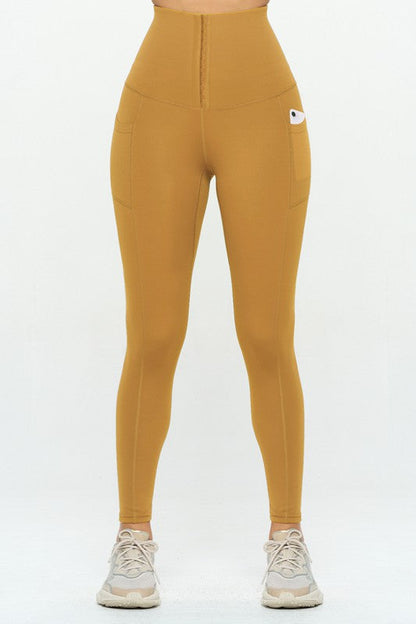 Corset leggings Soft Body Shaper with Pockets Mustard S by OTOS Active | Fleurcouture