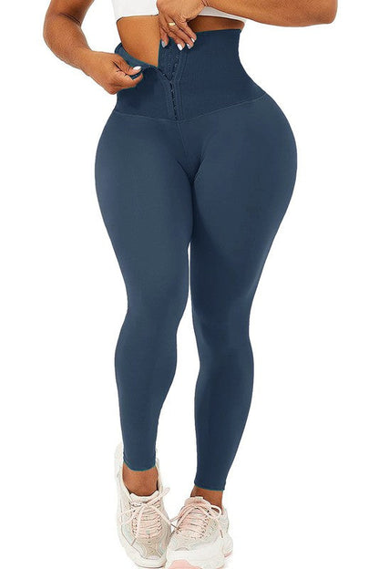 Corset Waist Buttery Soft leggings Body Shaper Blue S by OTOS Active | Fleurcouture