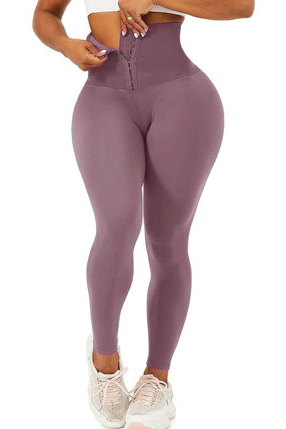 Corset Waist Buttery Soft leggings Body Shaper Mauve S by OTOS Active | Fleurcouture