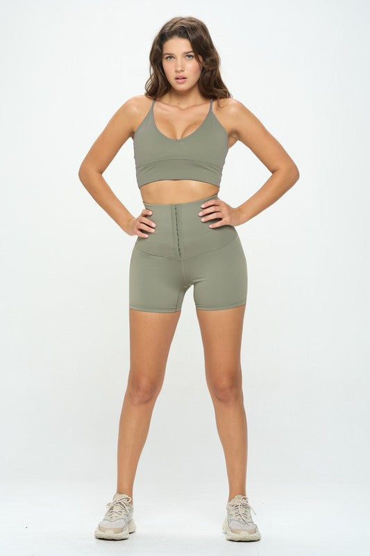 Corset Waist Buttery Soft Shorts Body Shaper Olive S by OTOS Active | Fleurcouture