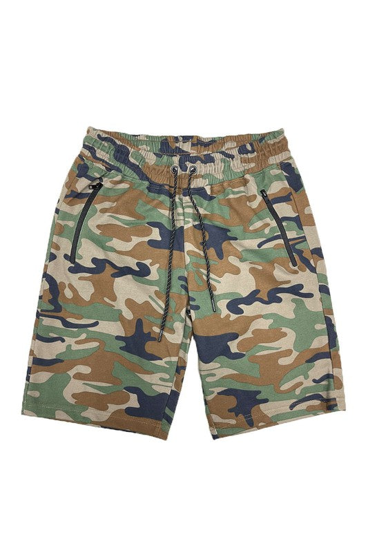 COTTON BLEND LOUNGE SWEAT SHORTS CAMO GREEN S Men&