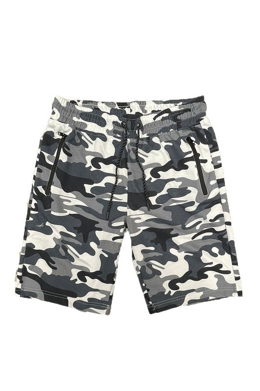 COTTON BLEND LOUNGE SWEAT SHORTS CAMO GREY S Men&