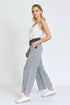 Cotton Linen Wide Leg Pants Fold Over With Pockets Grey S by EG fashion | Fleurcouture