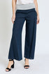 Cotton Linen Wide Leg Pants Fold Over With Pockets Navy S by EG fashion | Fleurcouture