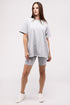 Cotton Round Neck Top & Biker Shorts Set H GREY S by ZENANA | Fleurcouture