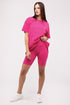 Cotton Round Neck Top & Biker Shorts Set HOT PINK S by ZENANA | Fleurcouture